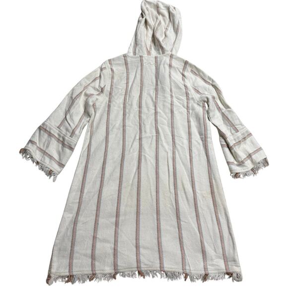 Faherty Baja Poncho Hoodie Tunic Striped Womens Sz Small White WDU1902TWL *Flaw - Picture 8 of 11
